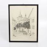 DAHLEN, Paul (1881-1954) 'Marktplatz, Wachenheim'. Lithografie, sign., ca. 34,5x26, Altersspuren.