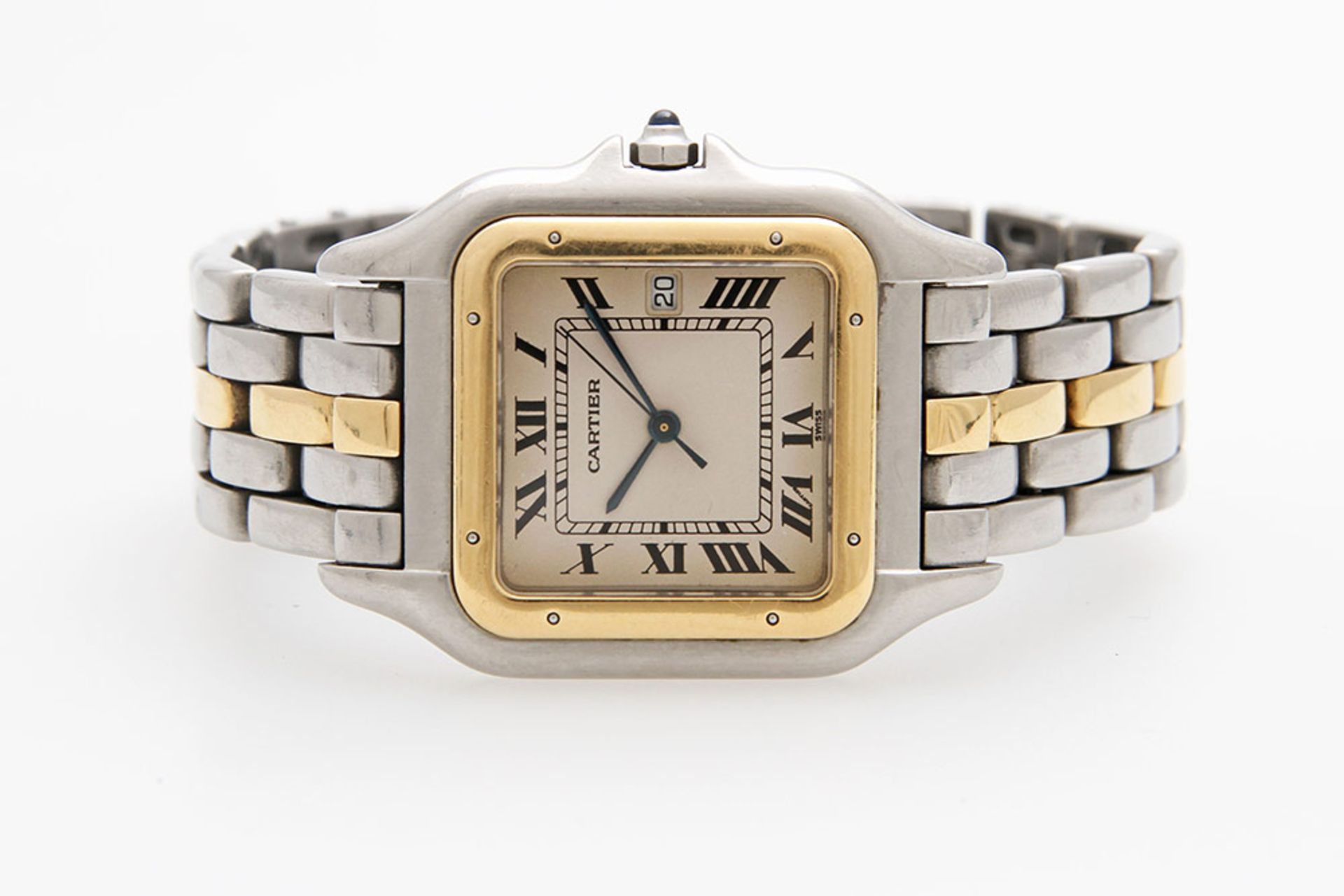 CARTIER Armbanduhr "Panthere". Edelstahl/GG 18K. Ref.: 183957. Quarz-Werk (Uhr läuft zur Zeit,