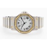 CARTIER Vintage Armbanduhr "Santos", midsize, Edelstahl/GG 18K. 1980/90er Jahre. Automatic-Werk.