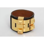 HERMÈS exklusives Armband "COLLIER DE CHIEN", Koll. 2009. NP. ca.: 900,-. Schwarzes Swiftleder,