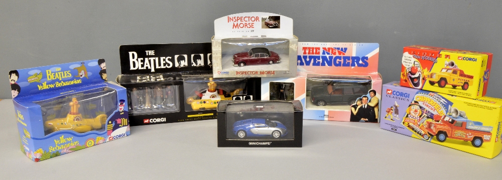 Corgi collection of vehicles to include Beatles Yellow Submarine x3, The Avengers, Thunderbirds