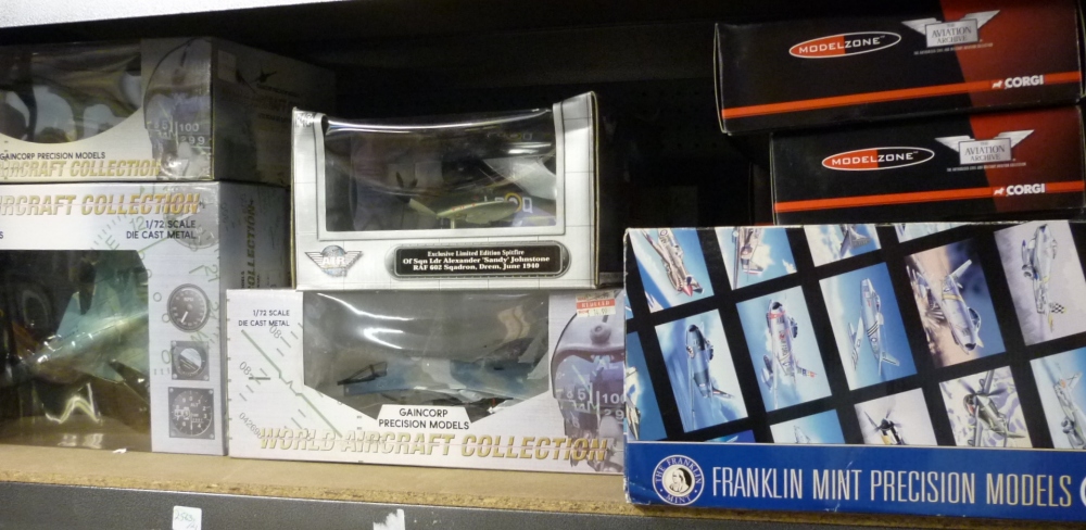 Five Gaincorp Precision die-cast models, a Franklin Mint Armour Collection model aeroplane and 4 - Image 2 of 2