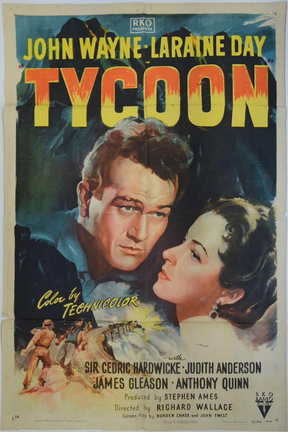 Tycoon (1947) One Sheet film poster, starring Johnny Munroe (John Wayne), this was RKO's most
