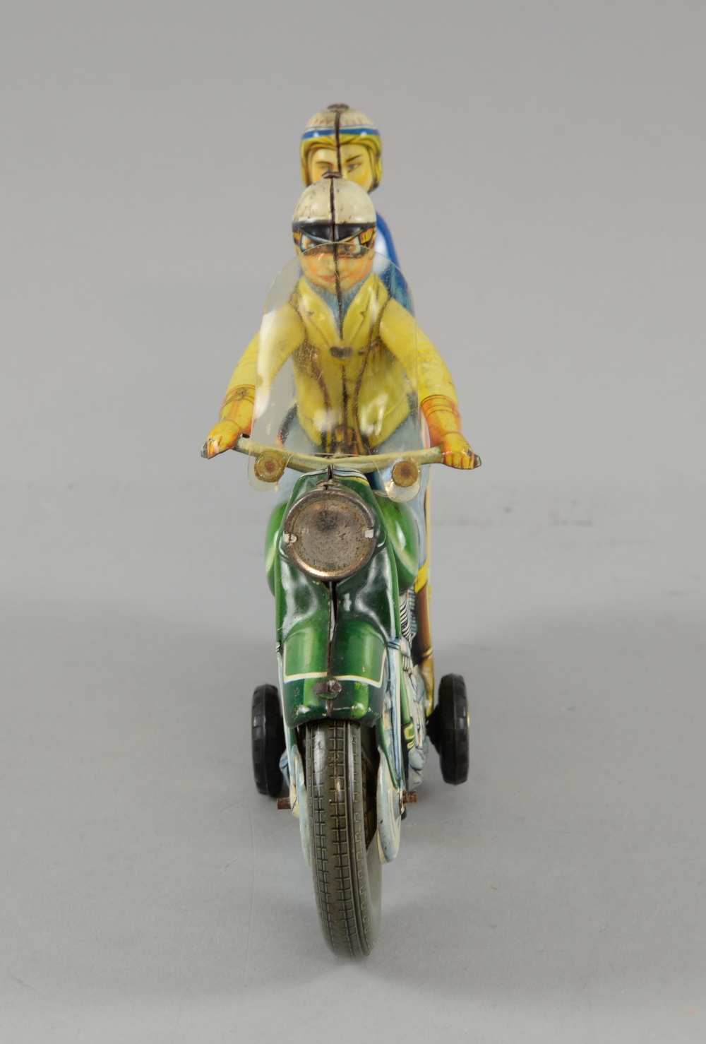 Tippco, Germany , tinplate, 1950s Harley Davidson friction driven motorcycle with rider and - Image 3 of 4