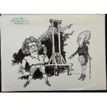 William Bill Hewison, original cartoon, Danton's death, Olivier Theatre, Punch, 4 Aug 1982, Brian