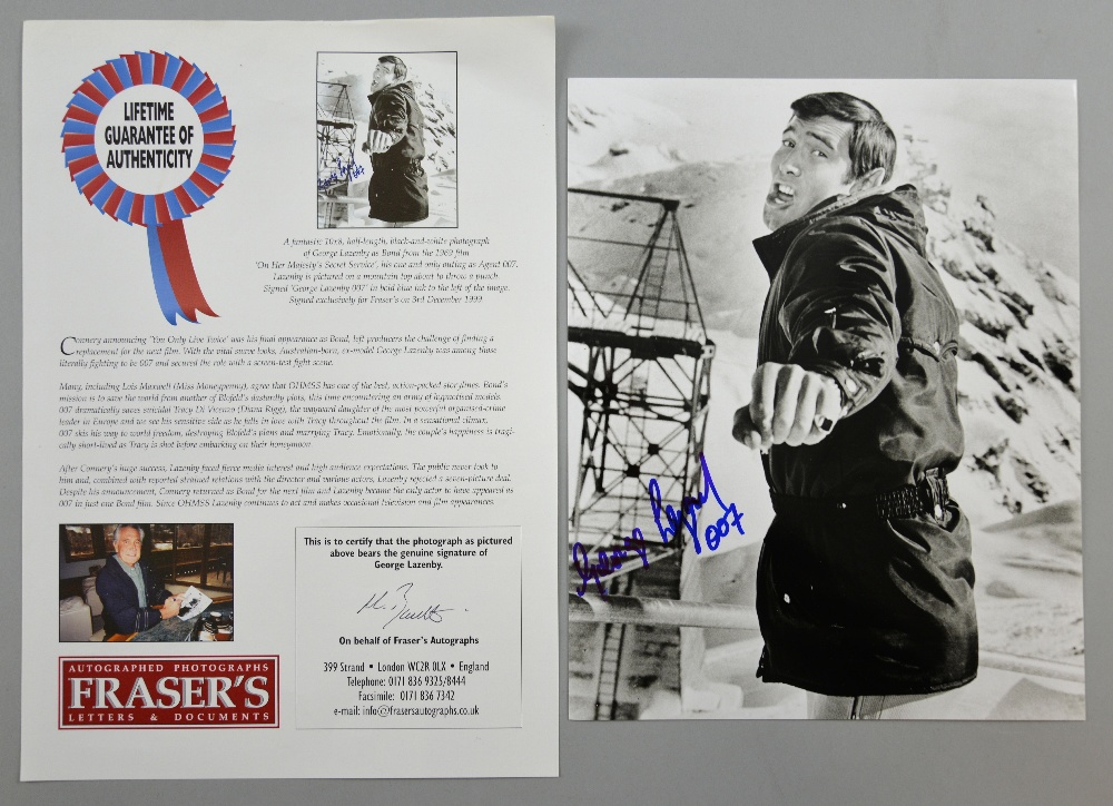 James Bond, Five signed 10 x 8 promotional photographs including George Lazenby, Shirley Eaton, Lois - Image 4 of 6