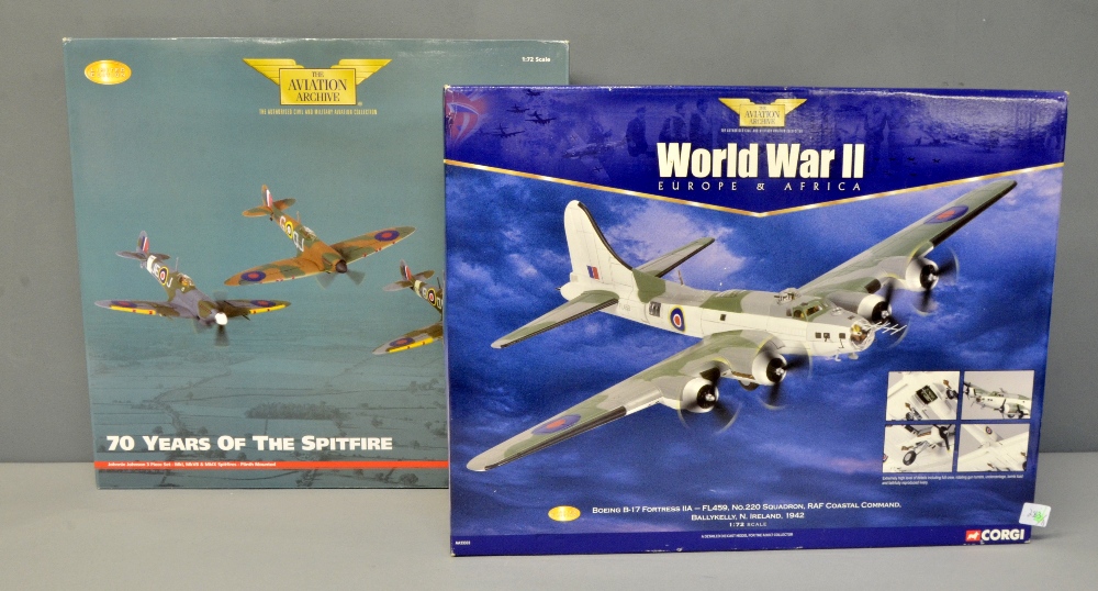 Corgi Aviation Archive Boeing Fortress AA33303, 1:72 scale and a 70 Years of the Spitfire, 1:72