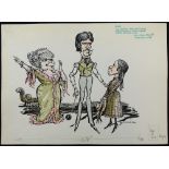 William Bill Hewison, original cartoon, Gigi, Fortune Theatre  Punch 12 May 1976, Lila Kedrova,