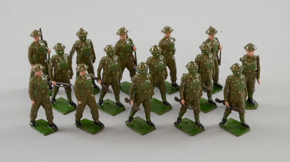 Britains probably from set Set 258  - British Infantry, eight figures in gas masks, unboxed, and