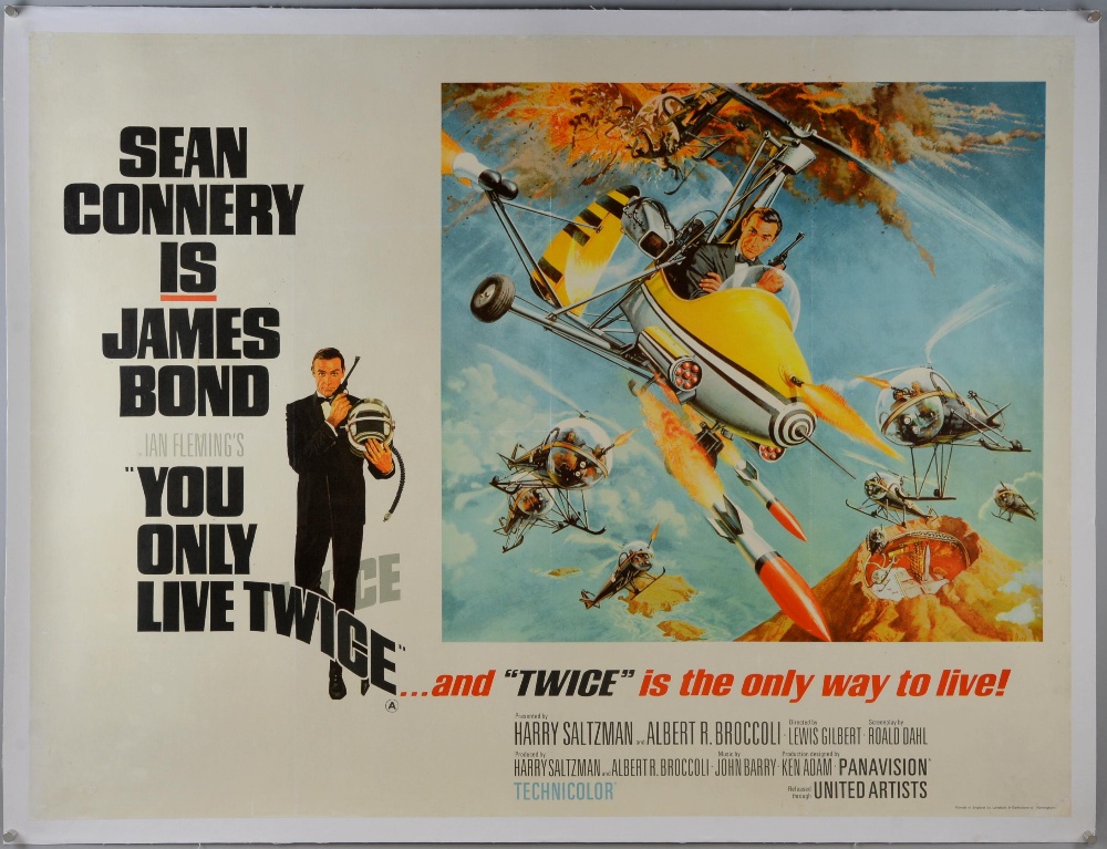 James Bond You Only Live Twice (1967) British Quad film poster, Style B, starring Sean Connery,