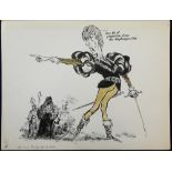 William Bill Hewison, original cartoon from one of his theatrical types series, rising young