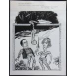 William Bill Hewison, original cartoon, The good Samaritan, Julian Wadham, Claudie Blakley. Times 14