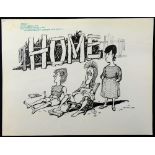 William Bill Hewison, original cartoon, Fall, Hampstead Theatre, Punch 19 Sept 1984, Cecily Hobbs,