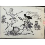 William Bill Hewison, original cartoon, The Peter Pan Treasure Island Show, 10 x 14.5. Provenance;