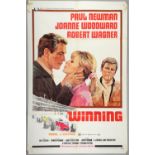 Winning (1969) One Sheet film poster, starring Paul Newman & Joanne Woodward, Universal, folded,