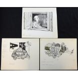 William Bill Hewison, 3 original cartoons. Provenance; Bill Hewison was a well-known cartoonist