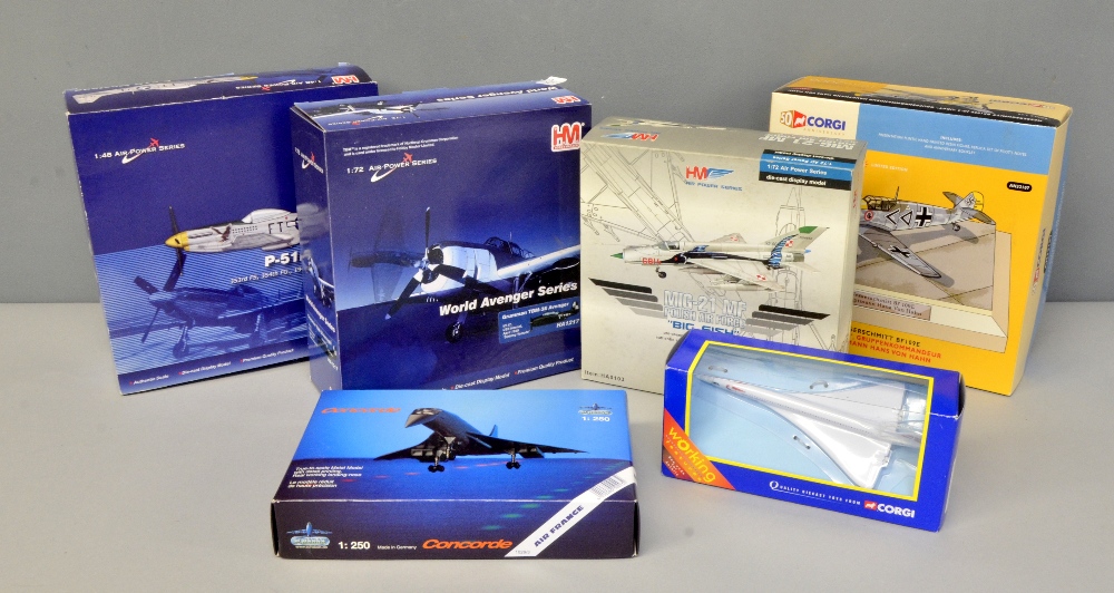 Hobby Master Air Power Series models of planes  x 6, 16 Corgi and other makers boxed sets, (22 in