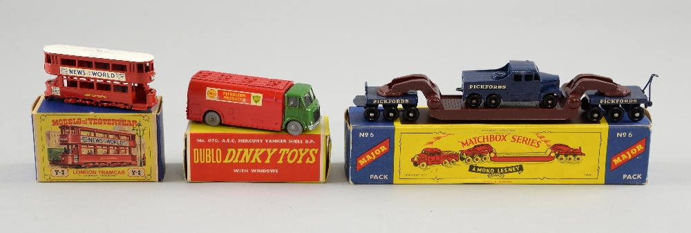 Dublo Dinky Toys No 070 A.E.C. Mercury Tanker Shell B.P. with windows, boxed, together with Moko