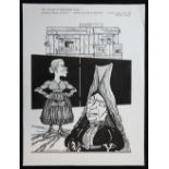 William Bill Hewison, original cartoon, The house of Bernarda Alba, Young Vic, The Times 21 May