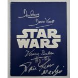 Star Wars, original cast brochure signed on the front by Dave Prowse, Kenny Baker & another, 11 x