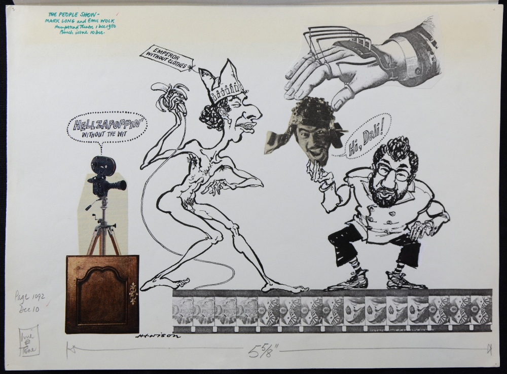 William Bill Hewison, original cartoon, The people show, Hampstead Theatre, Punch 10 Dec 1980,