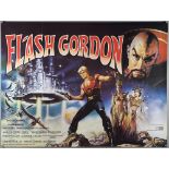 Flash Gordon (1980), British Quad film poster, starring Sam Jones, Columbia EMI Warner, tri-