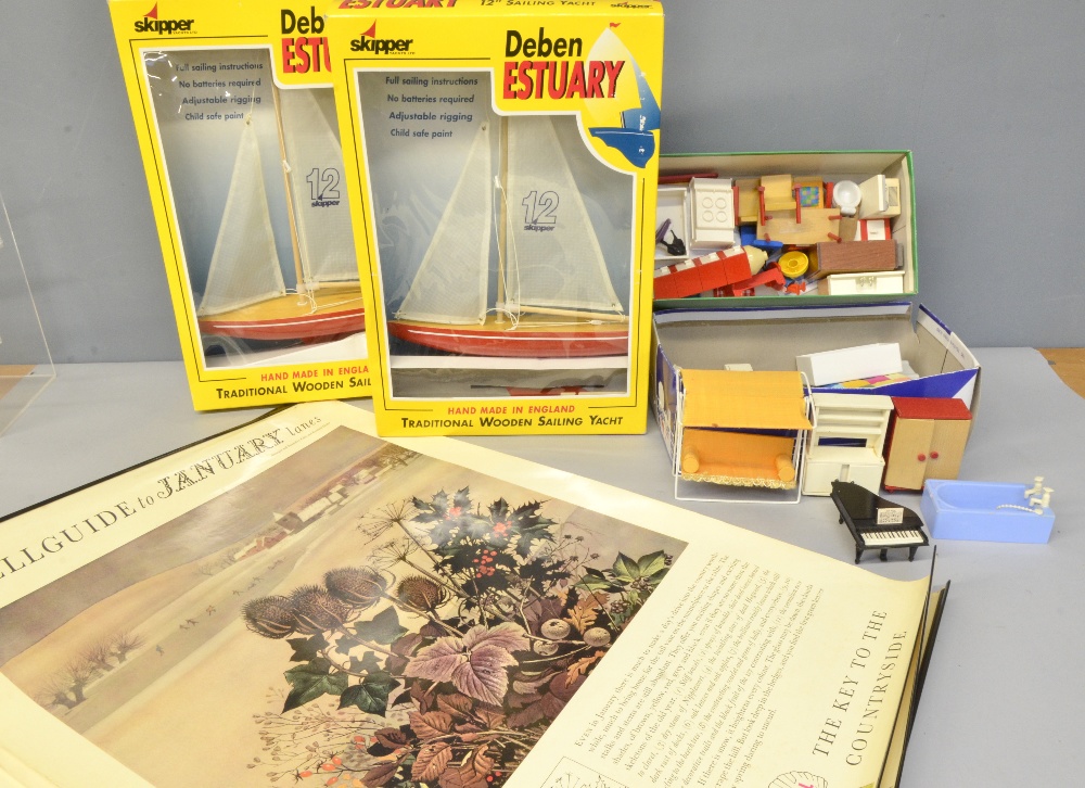 Quantity of dolls house furniture and accessories, two boxed Deben boxed Estuary yachts and three