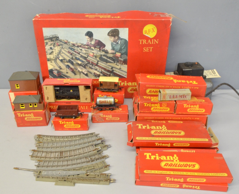 Tri-ang Railways RFX electric scale-model trainset together with Tri-ang Railways electric diesel
