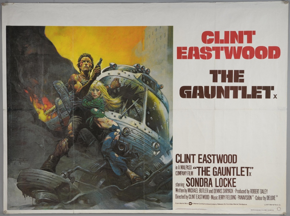 The Gauntlet (1977) British Quad film poster, starring Clint Eastwood, artwork by Frank Frazetta,