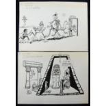 William Bill Hewison, pair original cartoons, Egyptian theme, 9 x 13. Provenance; Bill Hewison was a