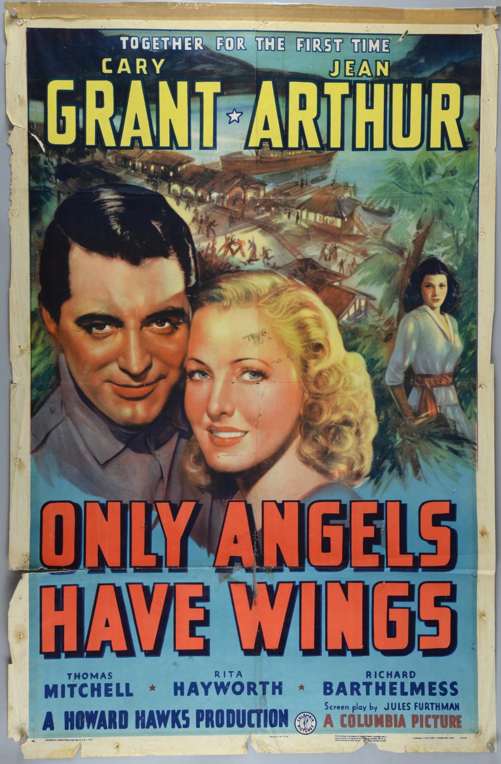 Only Angels Have Wings (1939) US One sheet film poster, starring Cary Grant, Jean Arthur & Rita