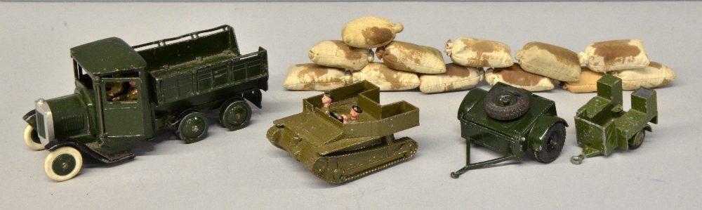 Britains, military truck with trailer, driver and passenger, terrain vehicle with driver and