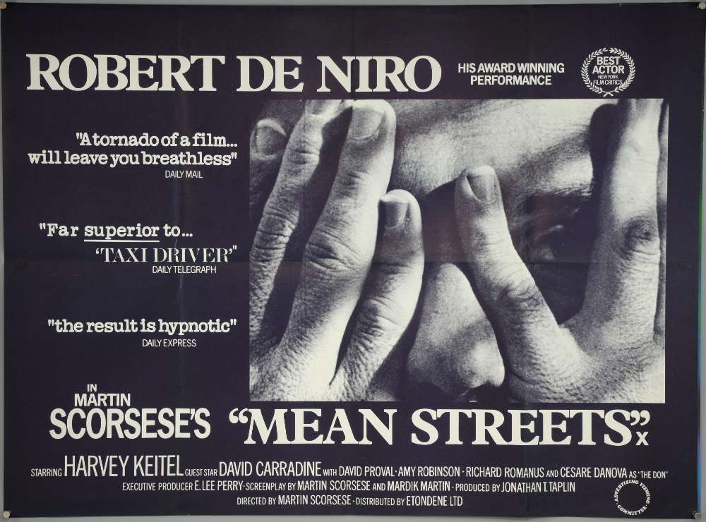 Mean Streets (1973) British Quad film poster, starring Robert De Niro, Etondene, folded, 30 x 40