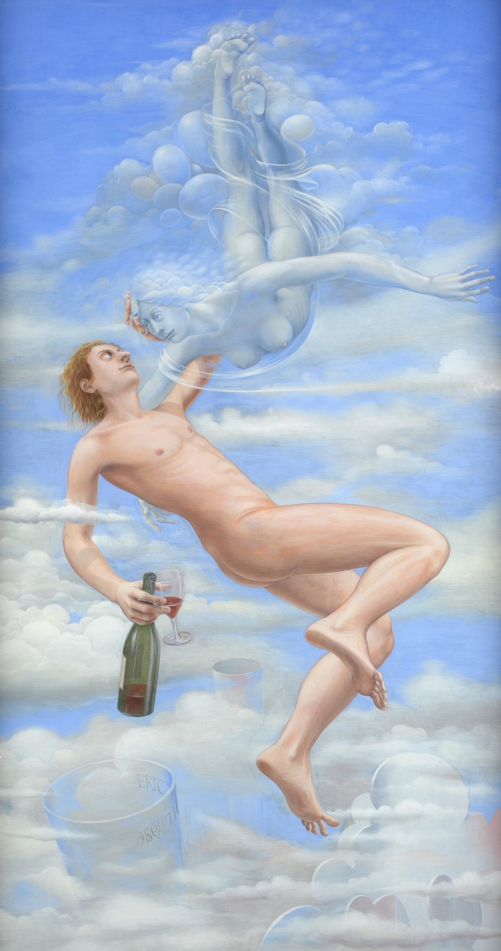 § Eric Holt (b.1944), 'Exion and Nephele', signed and dated 1987, egg tempera, 58.5cm x 33cm,The - Image 2 of 6