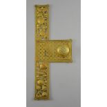 Brass door plate in Arts & Crafts manner, pierced decoration with foliate  design, 53 x 21 cm