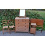 Heals of London limed oak chest of drawers,with two short over three long drawers,   Heals single