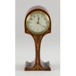 Art Nouveau mahogany and marquetry inlaid mantel clock,  28 cm high