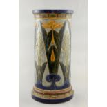 Fulham Pottery umbrella stand by Jean-Charles Cazin, incised with flower and foliage designs, in