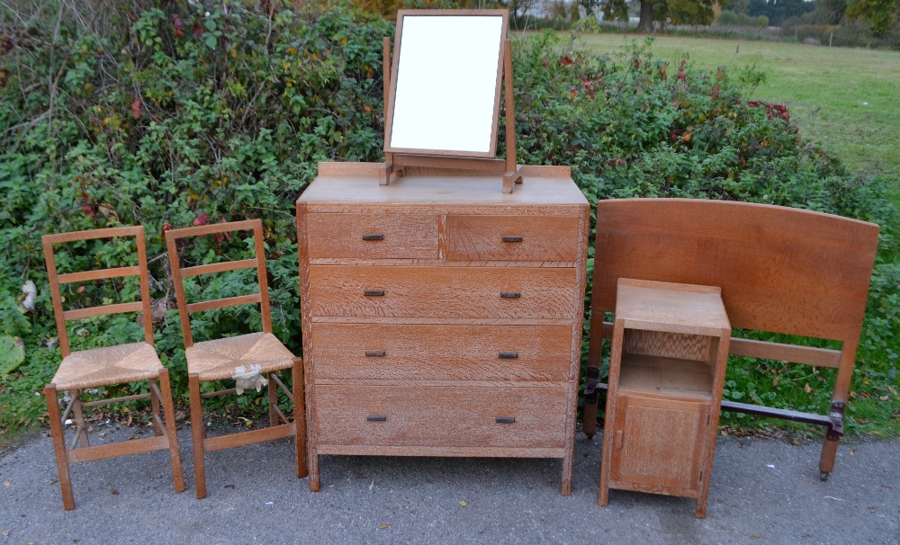 Heals of London limed oak chest of drawers,with two short over three long drawers,   Heals single - Image 2 of 3