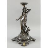 WMF  Art Nouveau  centrepiece base formed as a  lady with cherub at her feet, presentation