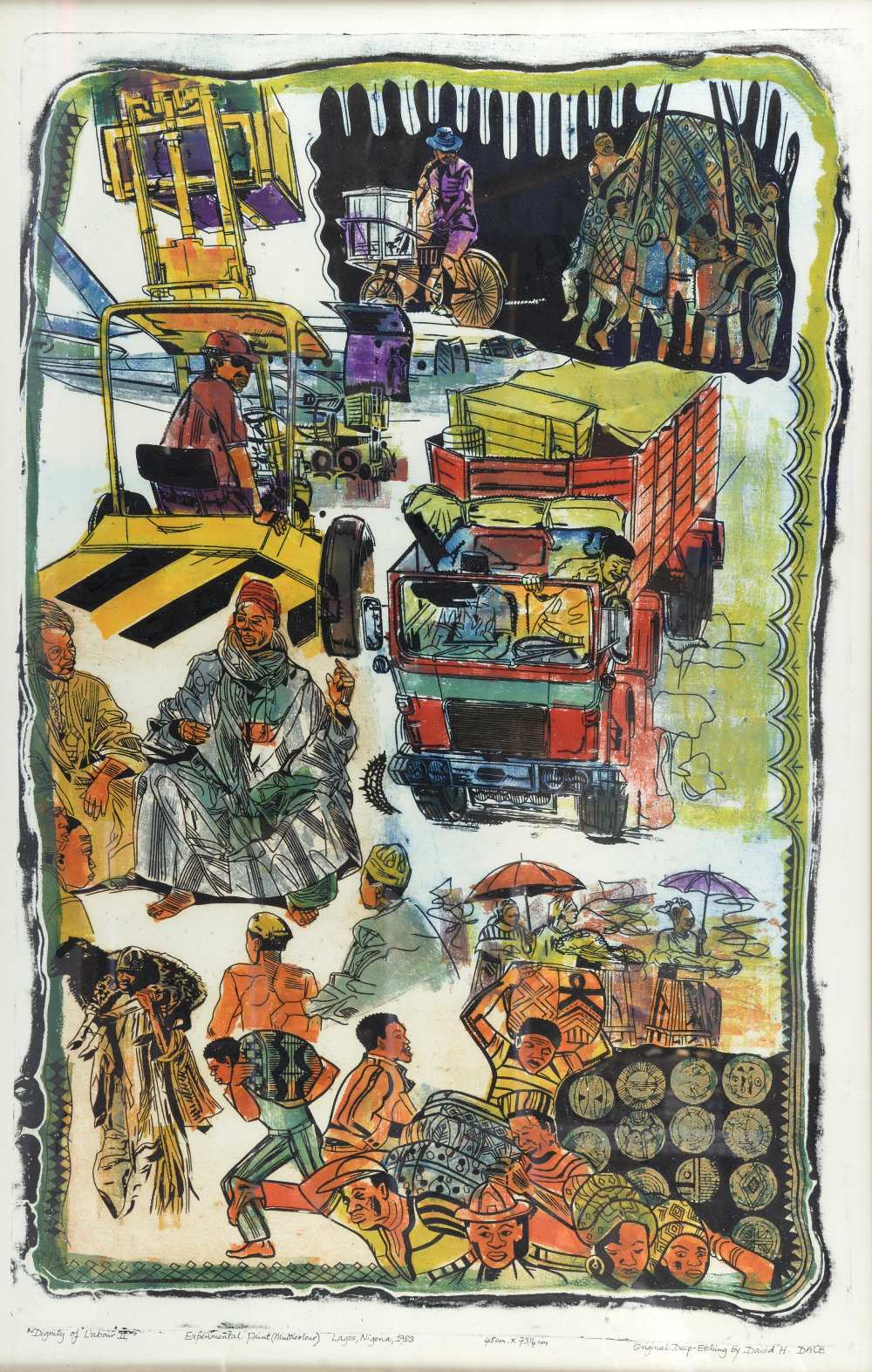 David H Dale, 'Dignity of Labour II', Lagos, Nigeria 1983, artist's proof (multicolour), signed, - Image 2 of 3