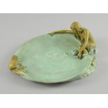 Ernst Wahliss  an Austrian Art Nouveau figural dish, nude maiden next to pool with a crab, figure