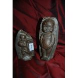 2 Victorian chocolate moulds Kewoie doll & ice skater.