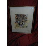 A Leopard Watercolour , Framed,