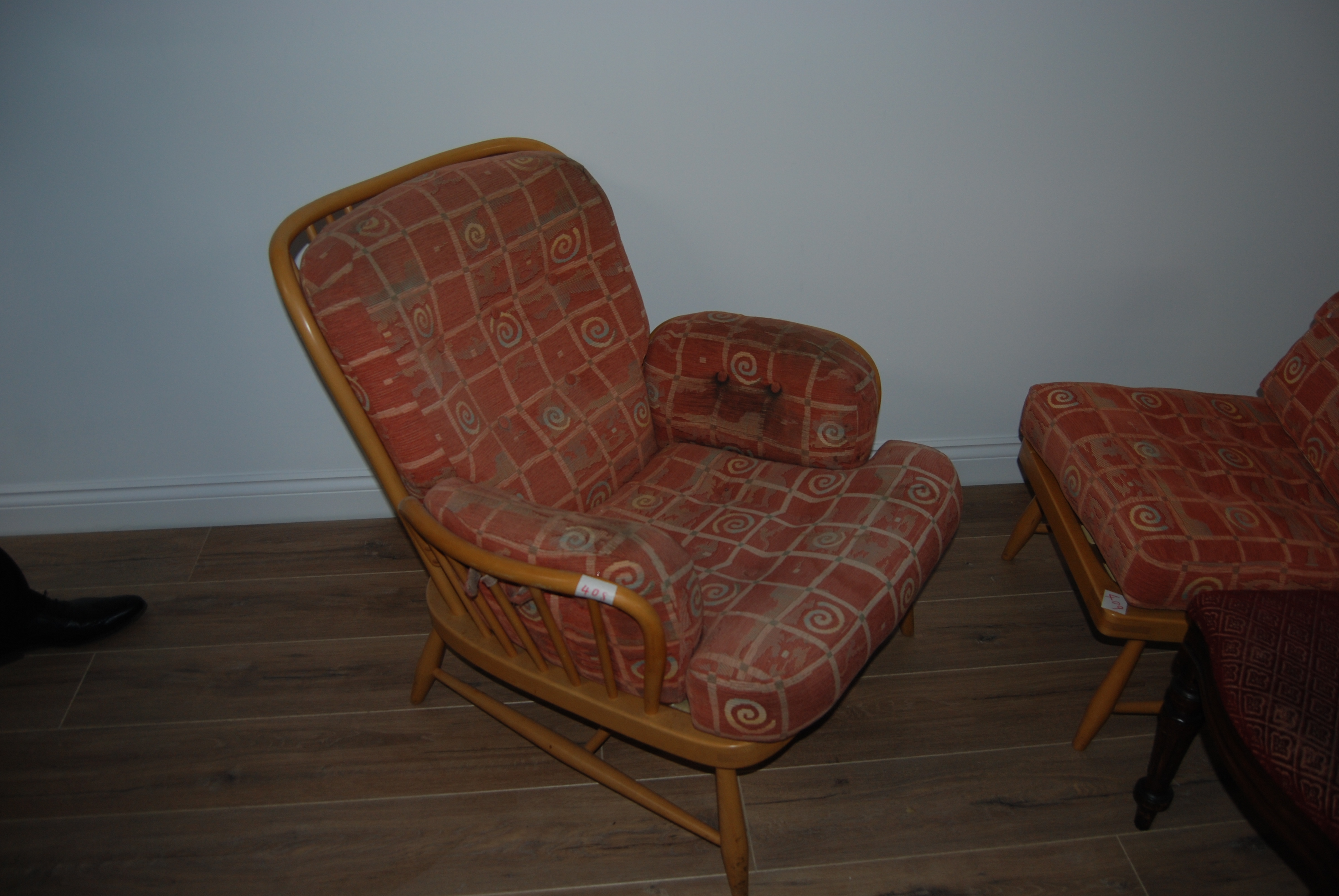 1-Ercol Easy Chair with Matching Footstool