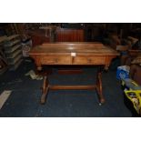 Arts & Crafts Aesthetic Pitch Pine Writing Table with Inlaid Crossbanding & Floral Motifs fitted