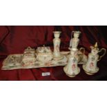 Victorian Blush Ivory 10 piece Dressing Table set by Crown Devon Pottery,