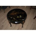 A Japanned Black Laquered & Guilded Coffee Table