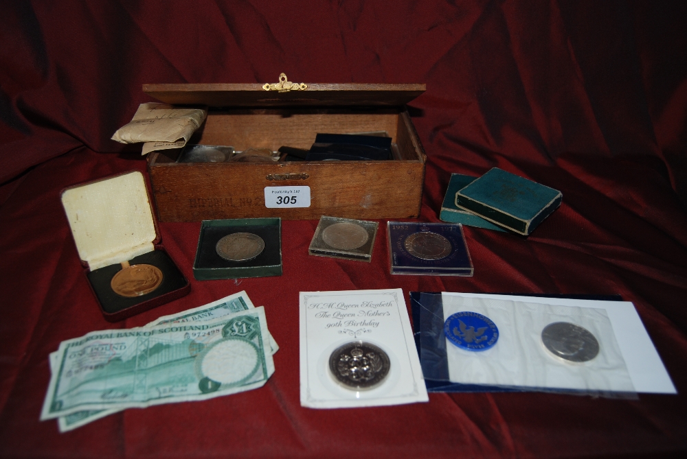 Wooden Box containing Commemorative Coins I.