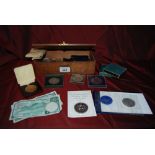 Wooden Box containing Commemorative Coins I.